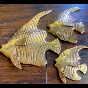 Set of 3 Vintage Solid Brass Angel Fish